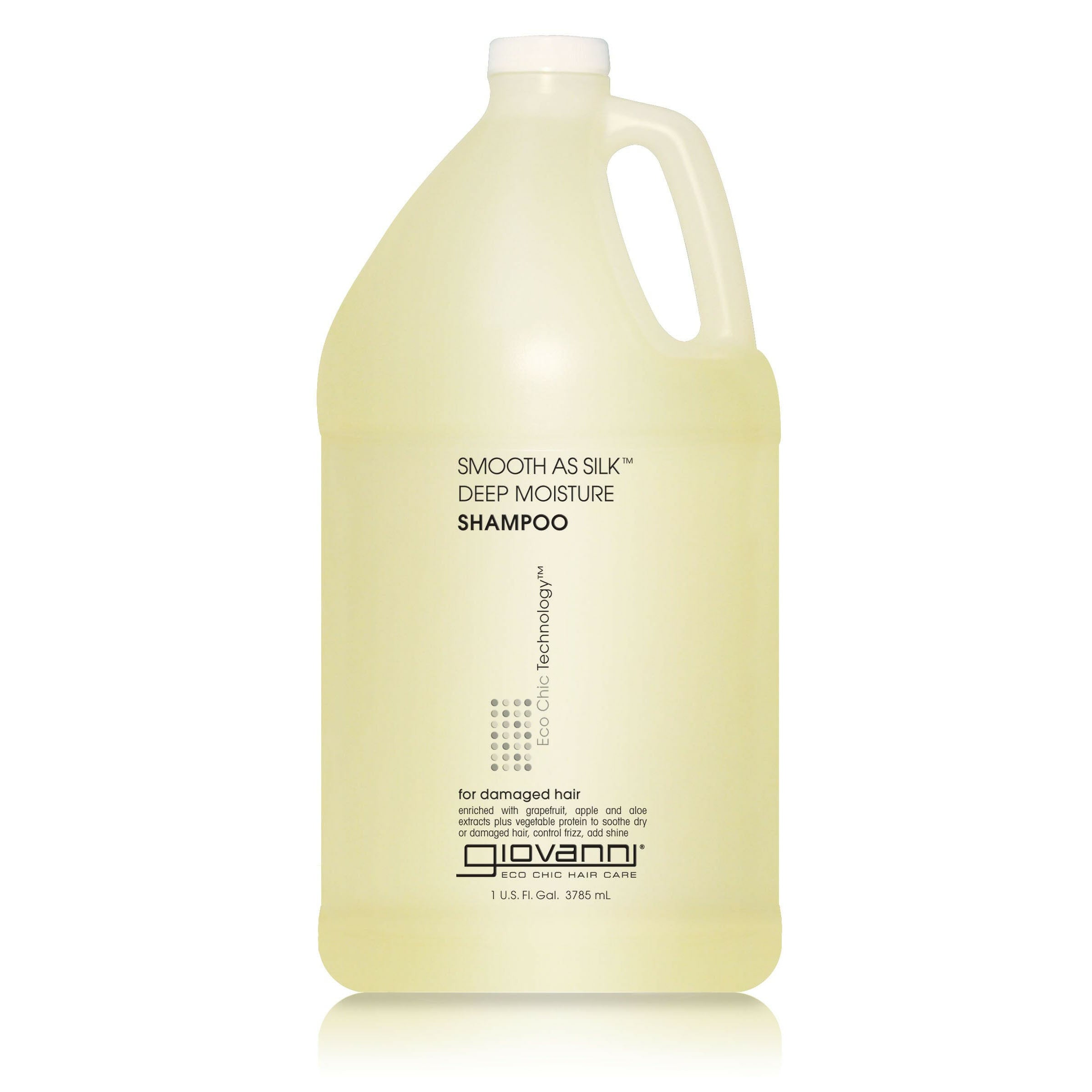for damaged hair - A gallon-sized bottle of Giovanni SMOOTH AS SILK Deep Moisture Shampoo