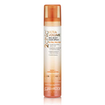 A bottle of Giovanni Cosmetics 2chic® ULTRA-VOLUME BIG BODY HAIR SPRAY, with orange and white gradient packaging, features papaya and tangerine butter—perfect for adding volume to fine or thin hair.