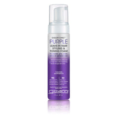 Giovanni Cosmetics COLOR CHIC™ Purple Leave-In Hair Styling & Toning Foam, with a white-to-purple gradient design, is ideal for blonde, gray, silver, white, and lightened hair as a purple leave-in conditioner and anti-brass treatment.