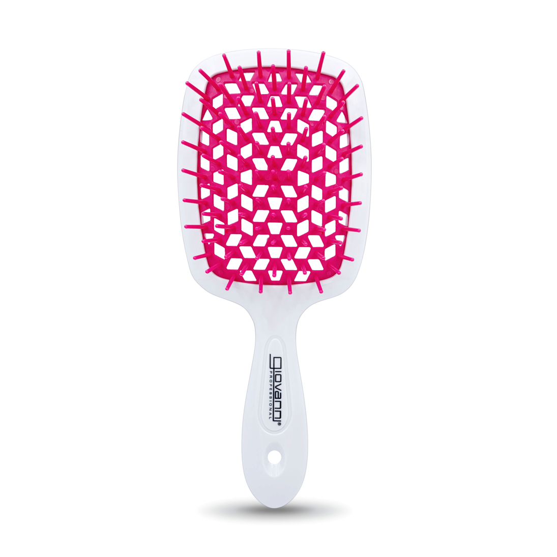 for all hair types - Giovanni hairbrush with white handle and pink flexible bristles