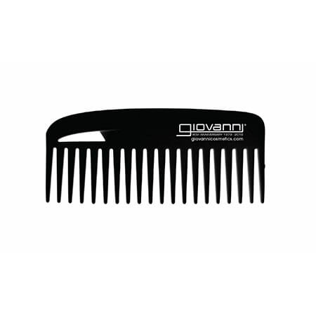 for all hair types - The GIOVANNI® 40th ANNIVERSARY WIDE TOOTH HAIR COMB by Giovanni Cosmetics is a black, curved-handle comb designed to easily detangle and minimize breakage, featuring “Giovanni” in white text on the top right.